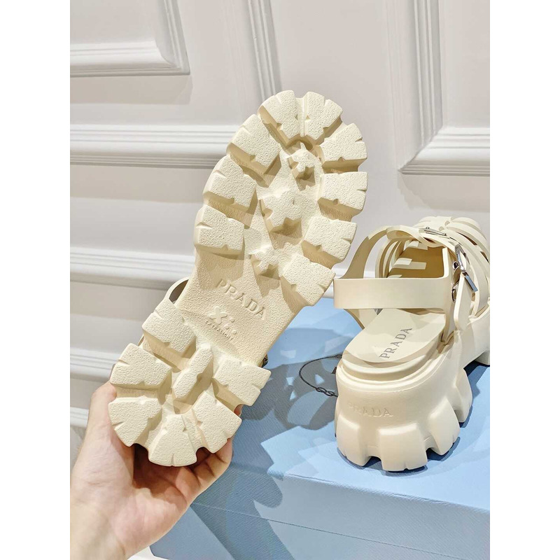 Pra*a woven cutout platform sandals white