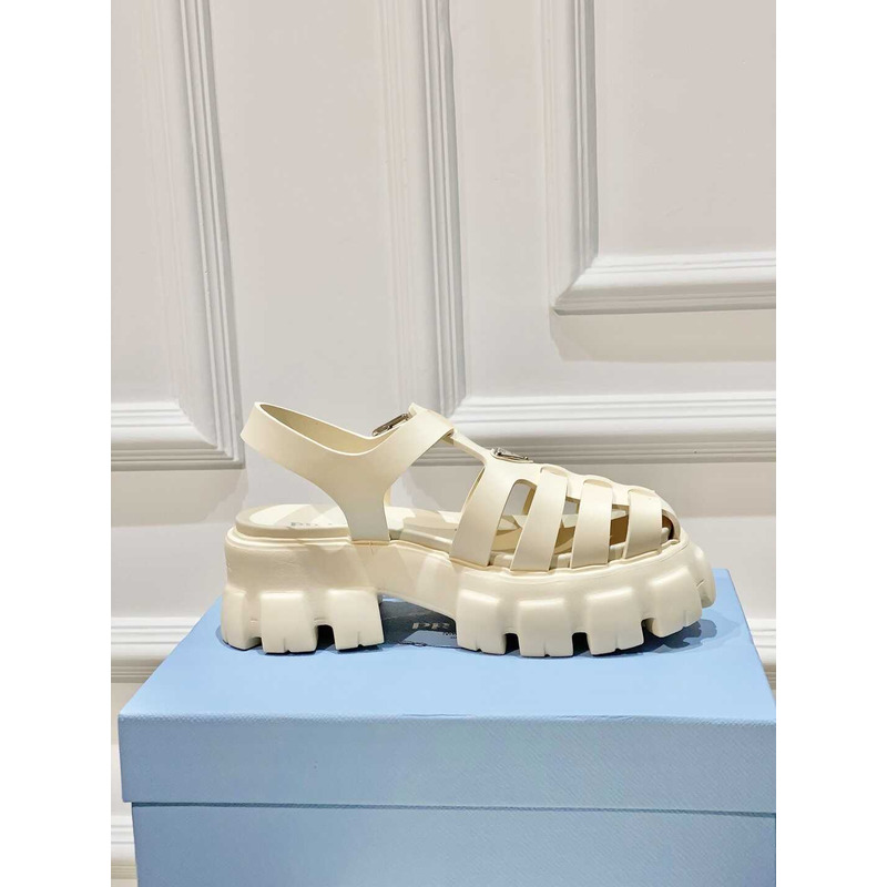 Pra*a woven cutout platform sandals white