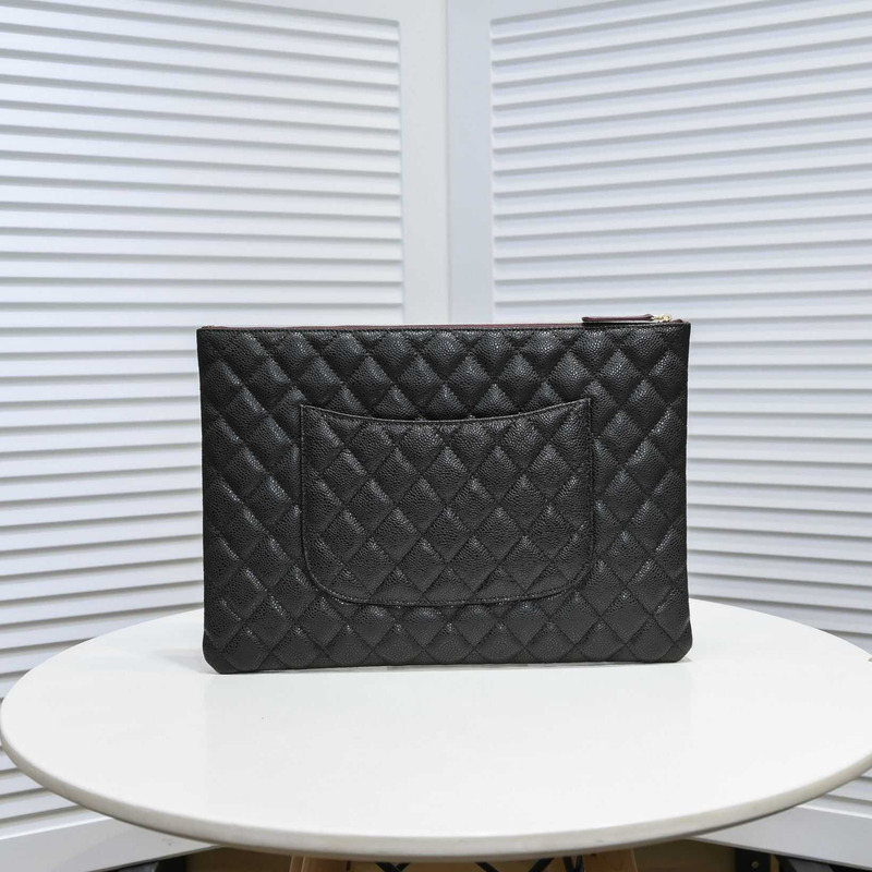 Ch*el classic clutch lambskin & gold metallic black