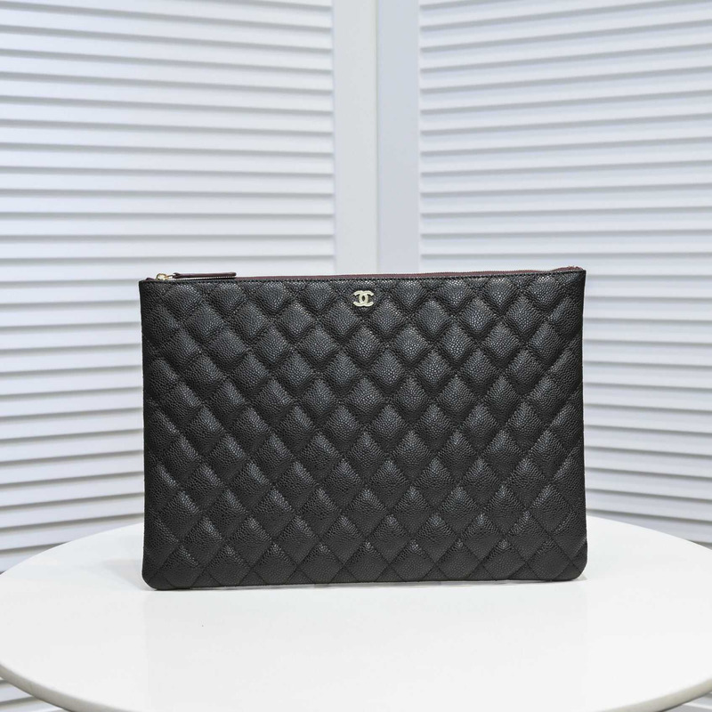 Ch*el classic clutch lambskin & gold metallic black