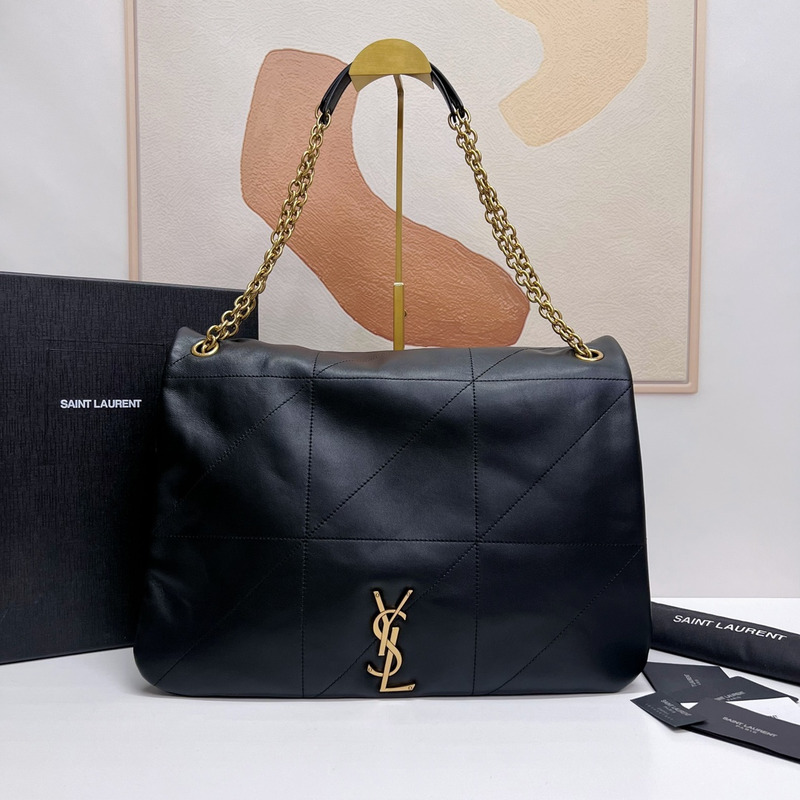 Saint Laurent Jamie 4.3 Patchwork Leather Tote In Nero Black