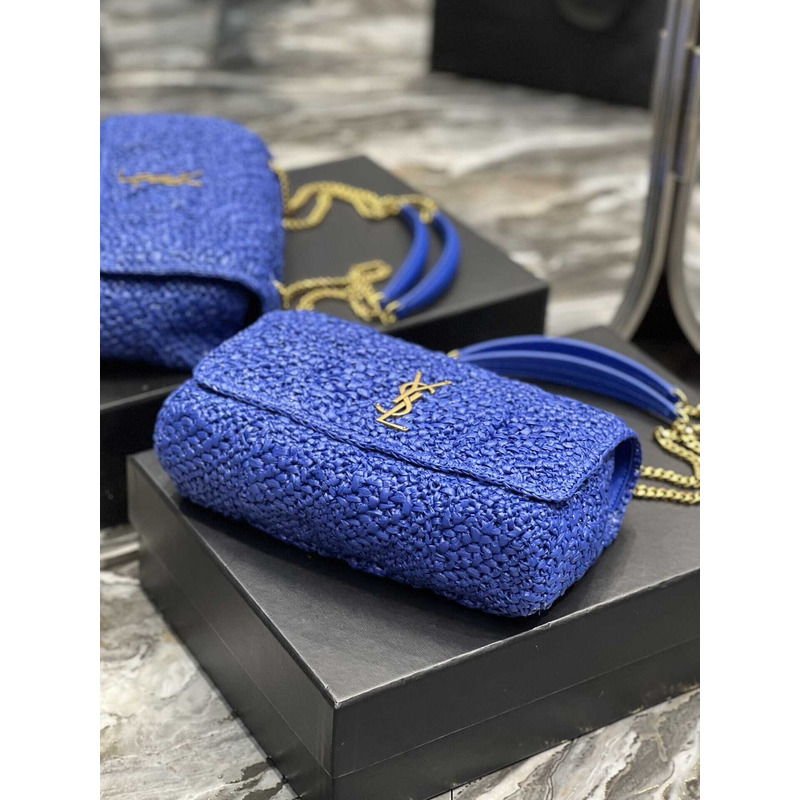 Saint Laurent  Padded Tweed Shoulder Bag Blue