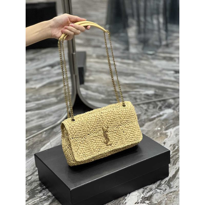 Saint Laurent Padded Tweed Shoulder Bag Milky Yellow