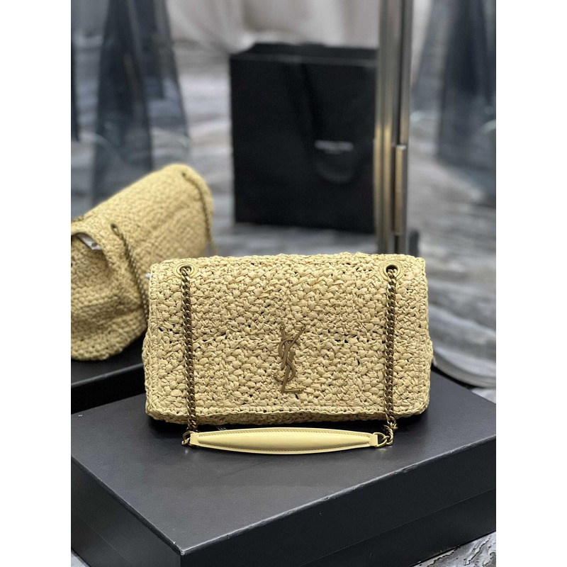 Saint Laurent Padded Tweed Shoulder Bag Milky Yellow