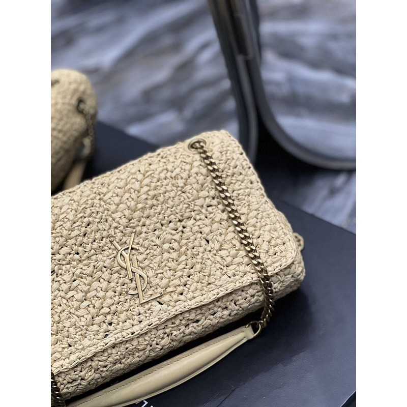 Saint Laurent Padded Tweed Shoulder Bag Milky Yellow