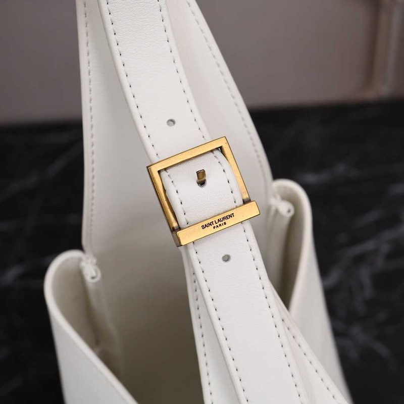 Saint Laurent Le 37 Leather Bucket Bag White