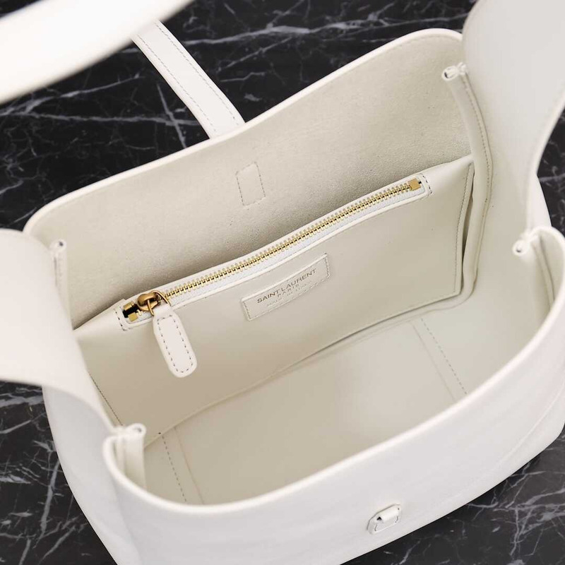 Saint Laurent Le 37 Leather Bucket Bag White