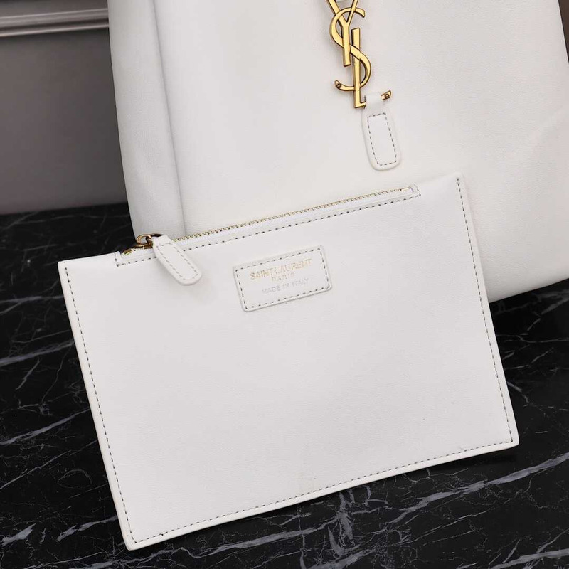 Saint Laurent Le 37 Leather Bucket Bag White