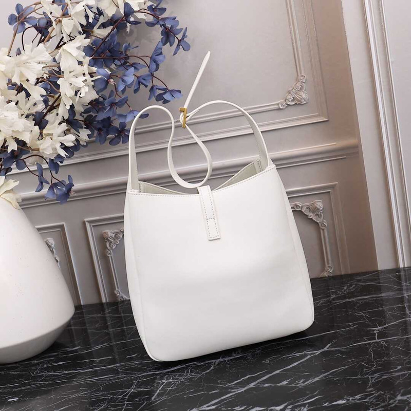 Saint Laurent Le 37 Leather Bucket Bag White