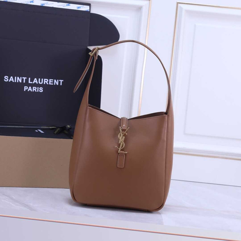 Saint Laurent Le 37 Leather Bucket Bag Brown