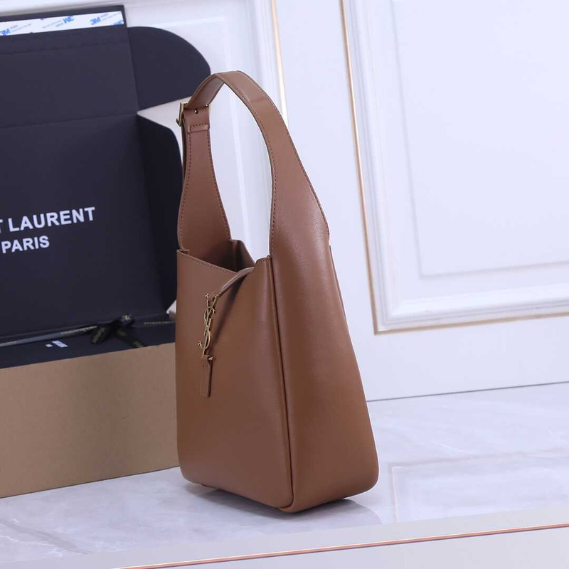 Saint Laurent Le 37 Leather Bucket Bag Brown