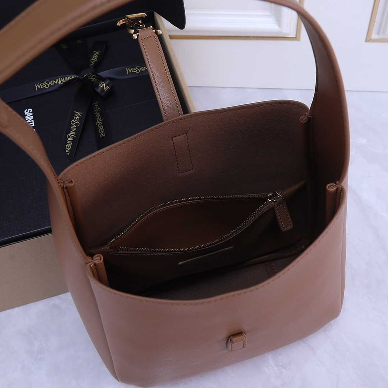 Saint Laurent Le 37 Leather Bucket Bag Brown