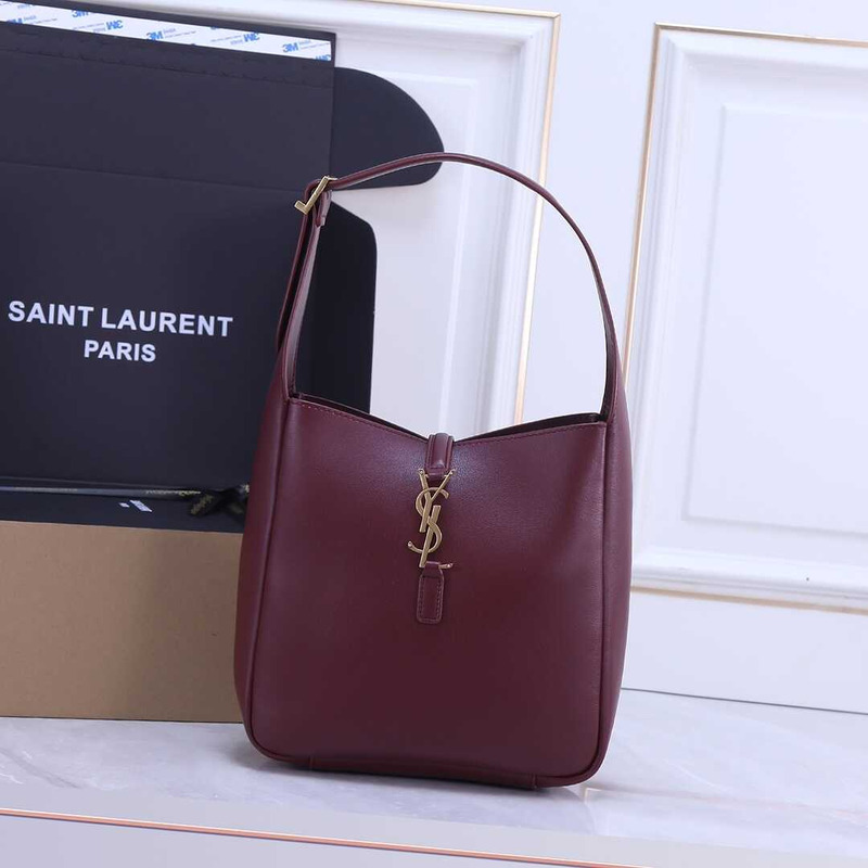 Saint Laurent Le 37 Leather Bucket Bag Burgundy