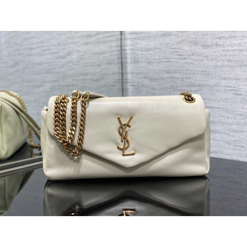 Saint Laurent Calypso Bag In Lambskin White