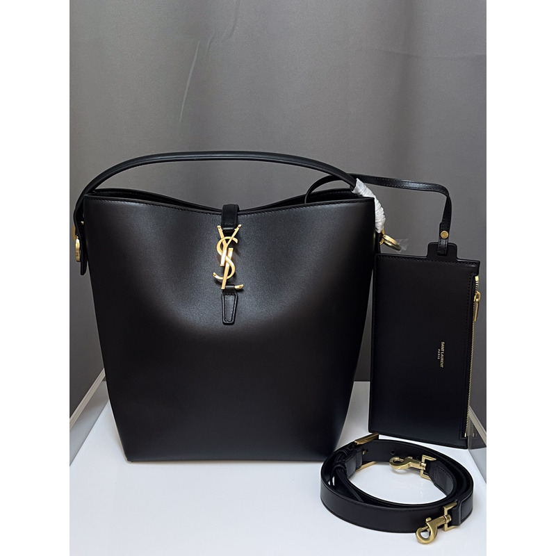 Saint Laurent Le 37 Leather Bucket Bag Black