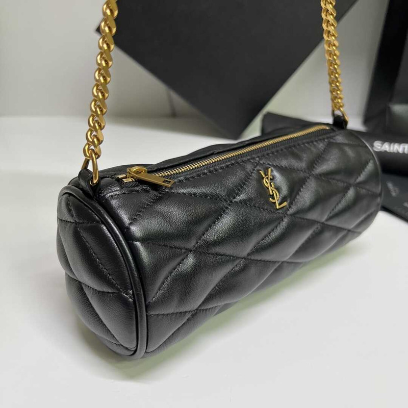 Saint Laurent Sade Mini Cylinder Bag In Quilted Lambskin Black