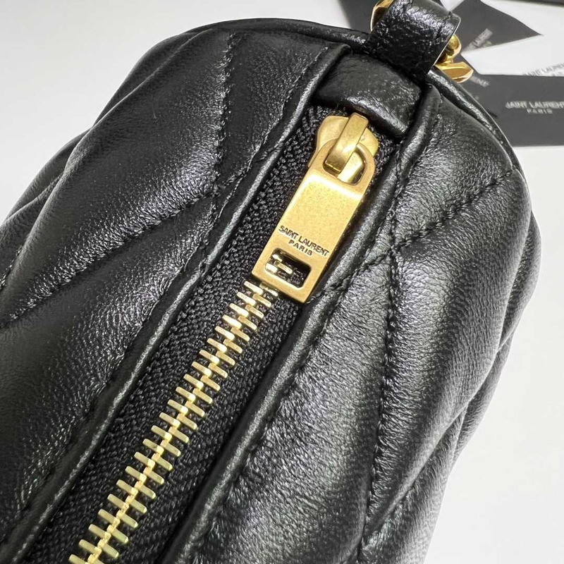 Saint Laurent Sade Mini Cylinder Bag In Quilted Lambskin Black