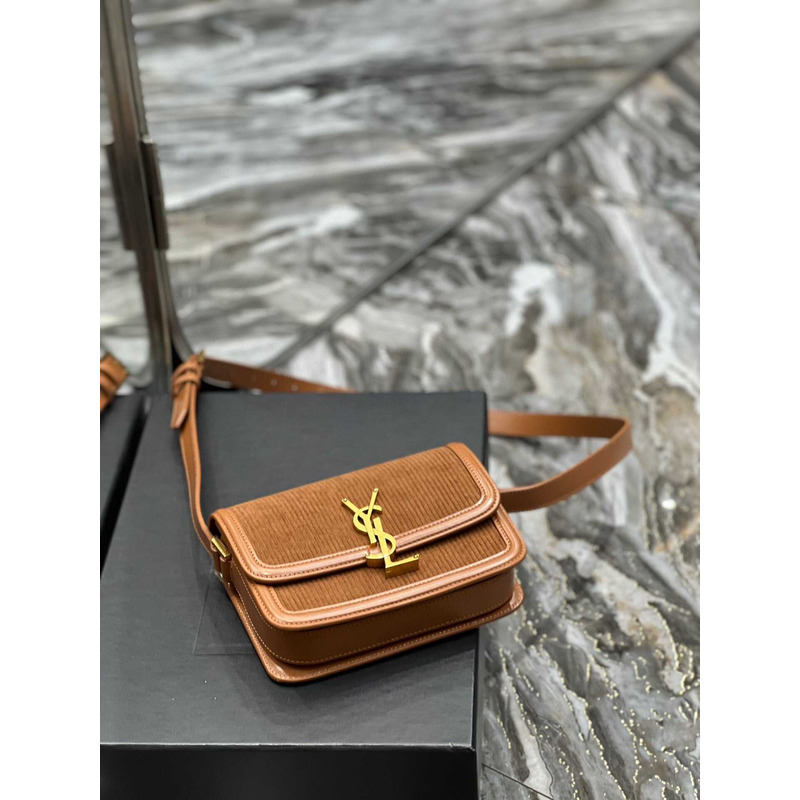 Saint Laurent Solferino Small Suede Crossbody Bag Brown