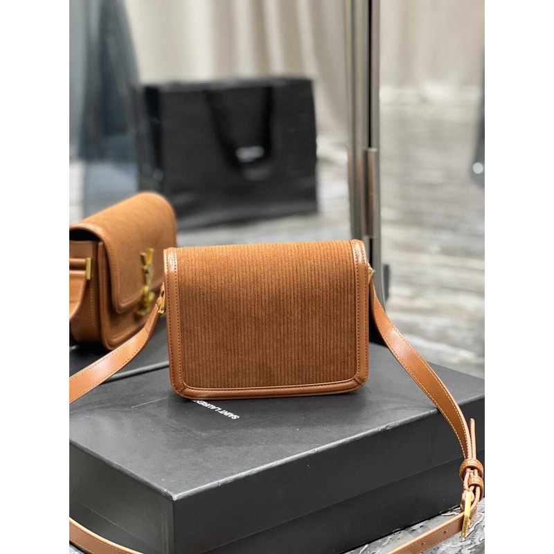 Saint Laurent Solferino Small Suede Crossbody Bag Brown