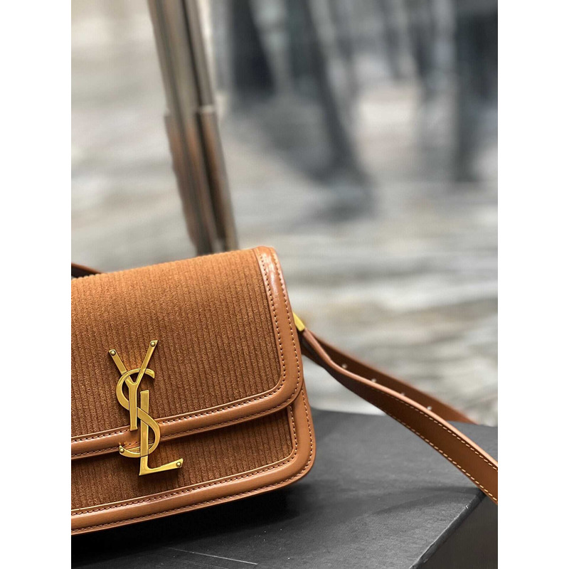 Saint Laurent Solferino Small Suede Crossbody Bag Brown