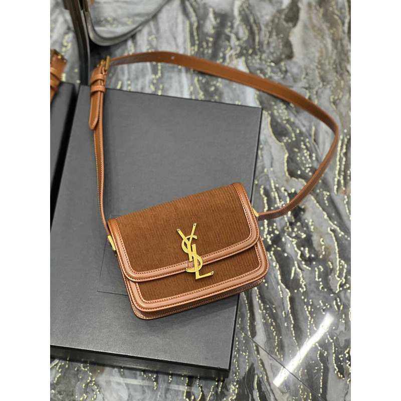 Saint Laurent Solferino Small Suede Crossbody Bag Brown