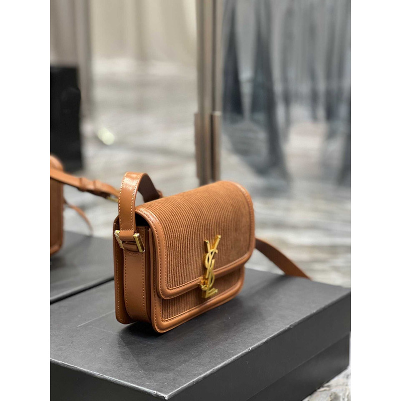 Saint Laurent Solferino Small Suede Crossbody Bag Brown