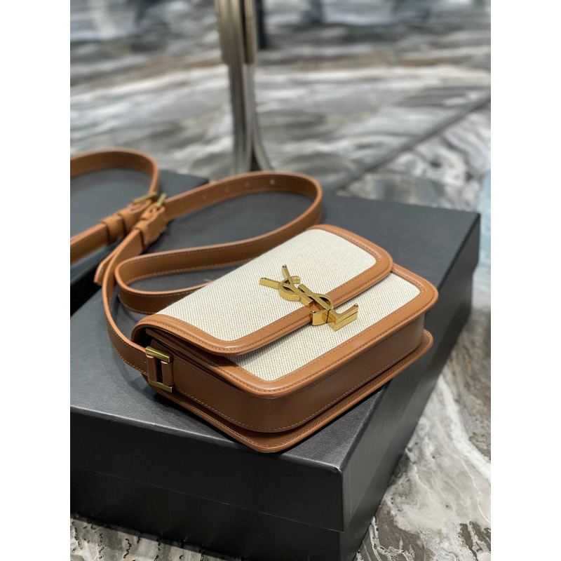 Saint Laurent Solferino Small Suede Crossbody Bag Beige