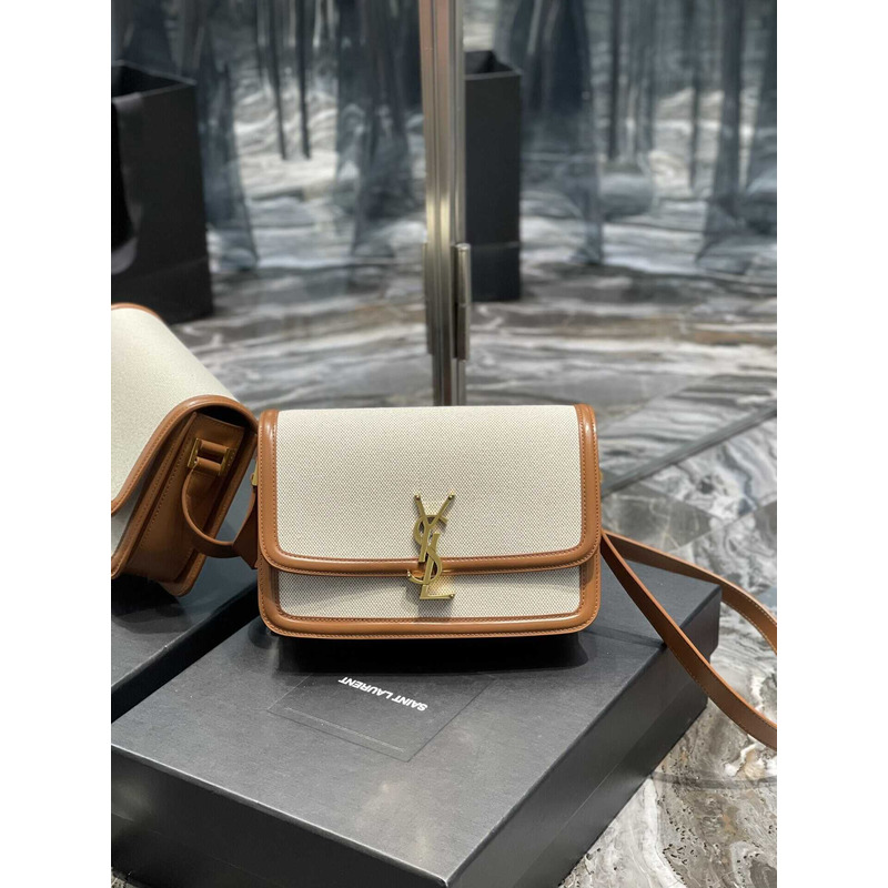 Saint Laurent Solferino Meidum Suede Crossbody Bag Beige