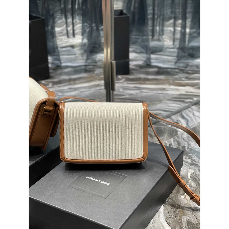 Saint Laurent Solferino Meidum Suede Crossbody Bag Beige