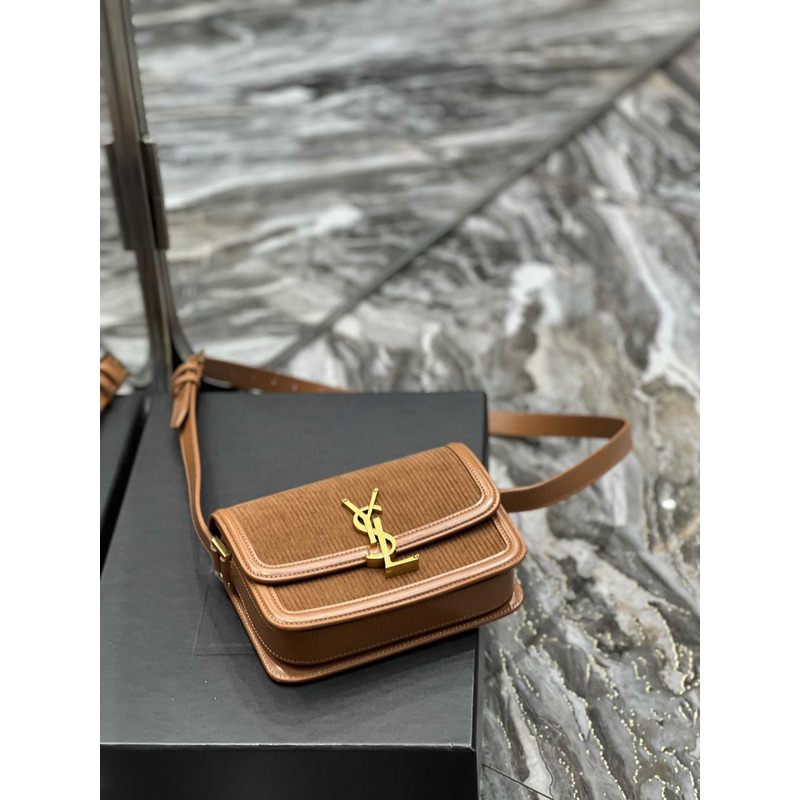 Saint Laurent Solferino Meidum Suede Crossbody Bag Brown