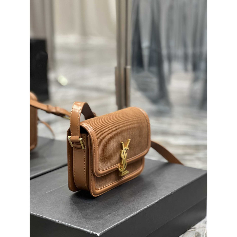 Saint Laurent Solferino Meidum Suede Crossbody Bag Brown