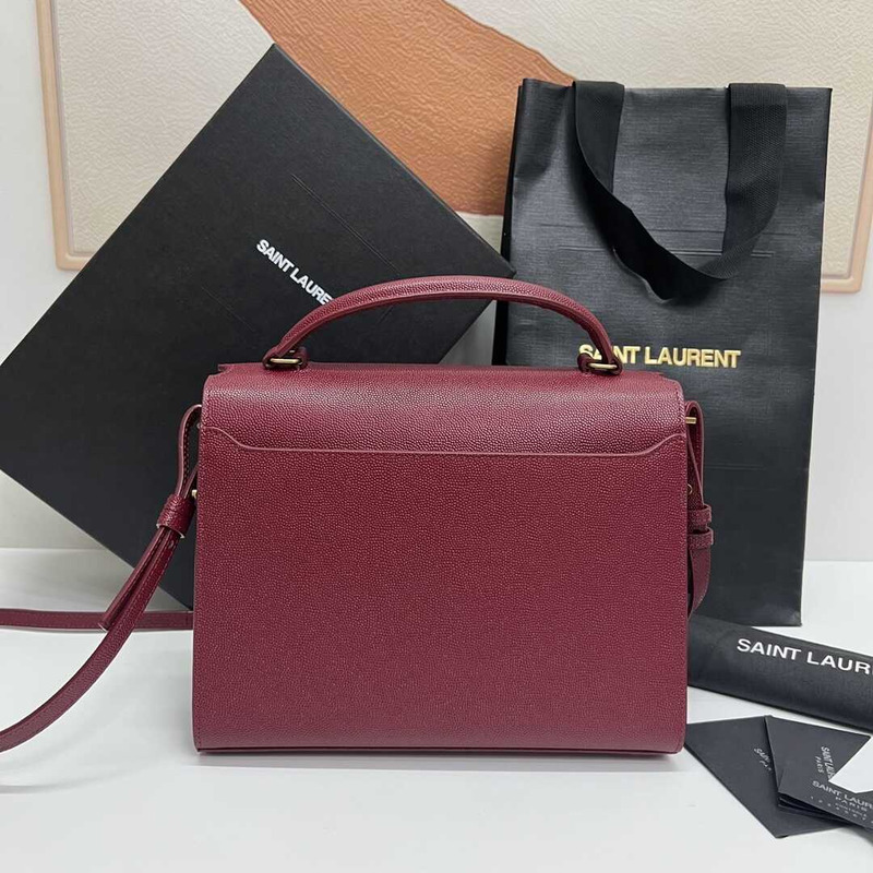 Saint Laurent Cassandra Medium Grained Embossed Leather Shoulder Crossbody Red