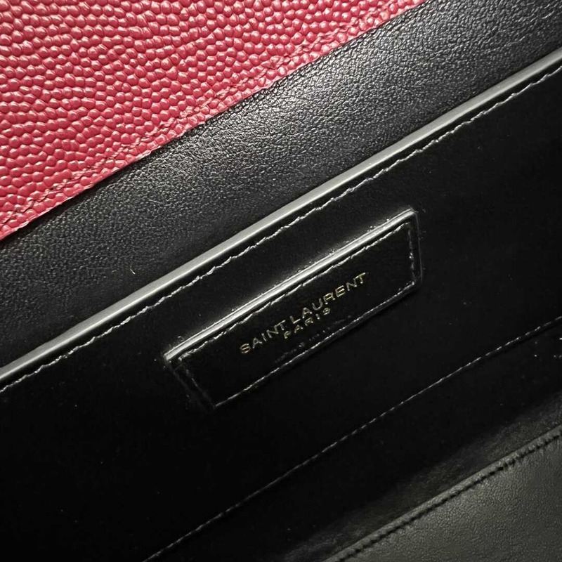 Saint Laurent Cassandra Medium Grained Embossed Leather Shoulder Crossbody Red