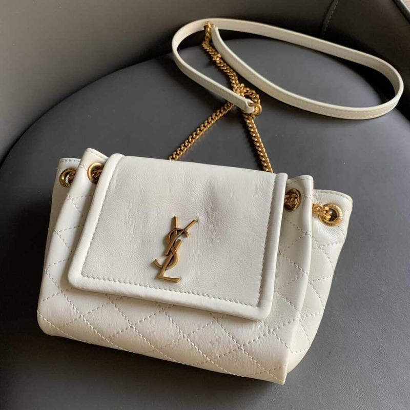 Saint Laurent Mini Nolita In Lambskin White