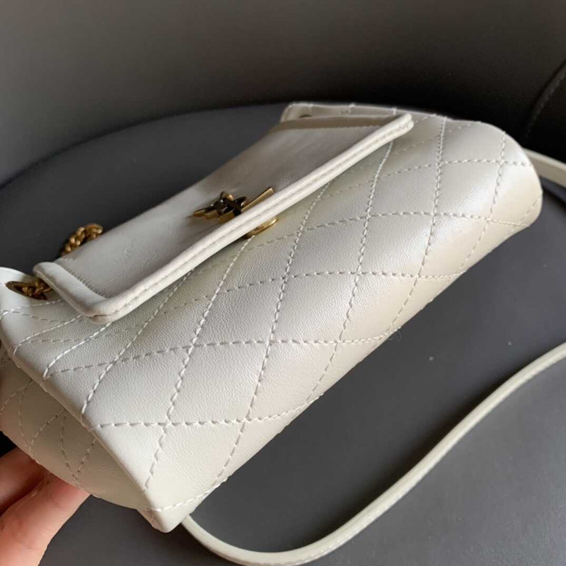 Saint Laurent Mini Nolita In Lambskin White