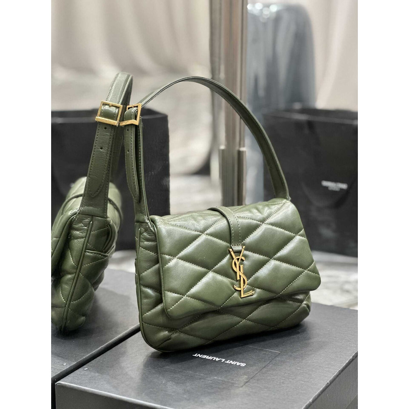 Saint Laurent Le 57 Shoulder Bag In Quilted Lambskin Green