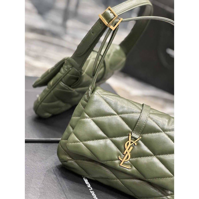 Saint Laurent Le 57 Shoulder Bag In Quilted Lambskin Green