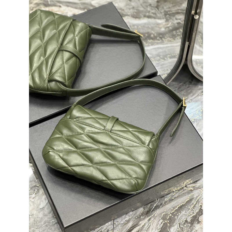 Saint Laurent Le 57 Shoulder Bag In Quilted Lambskin Green