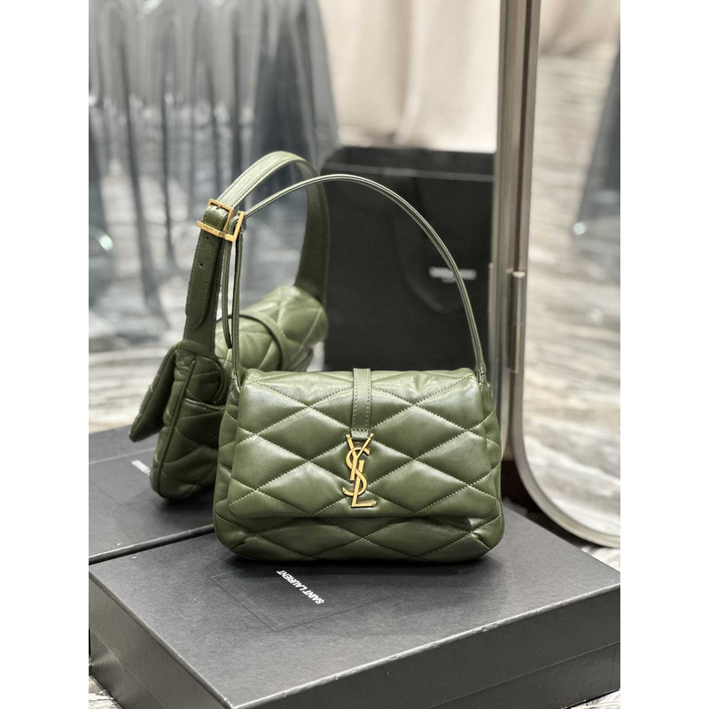 Saint Laurent Le 57 Shoulder Bag In Quilted Lambskin Green