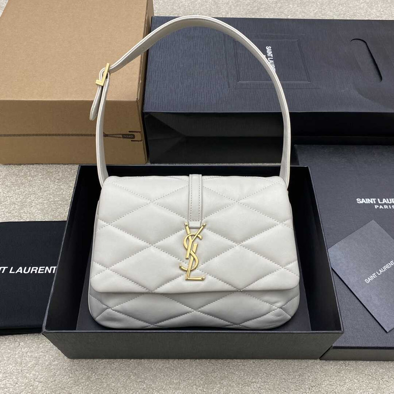 Saint Laurent Le 57 Shoulder Bag In Quilted Lambskin White