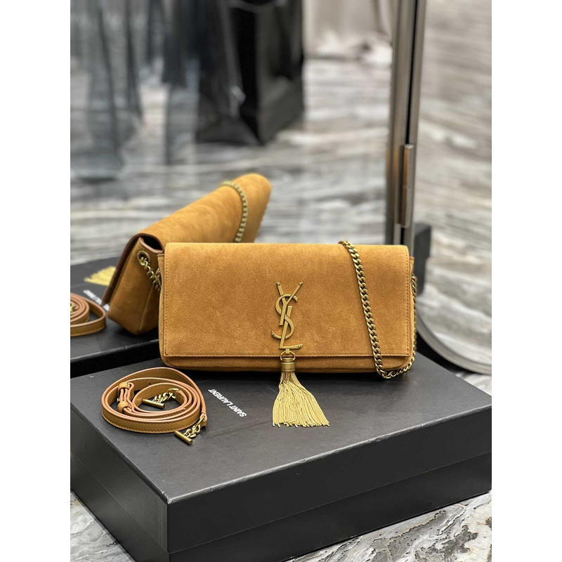 Saint Laurent Kate Medium Bag IN Suede With Tassels Brown