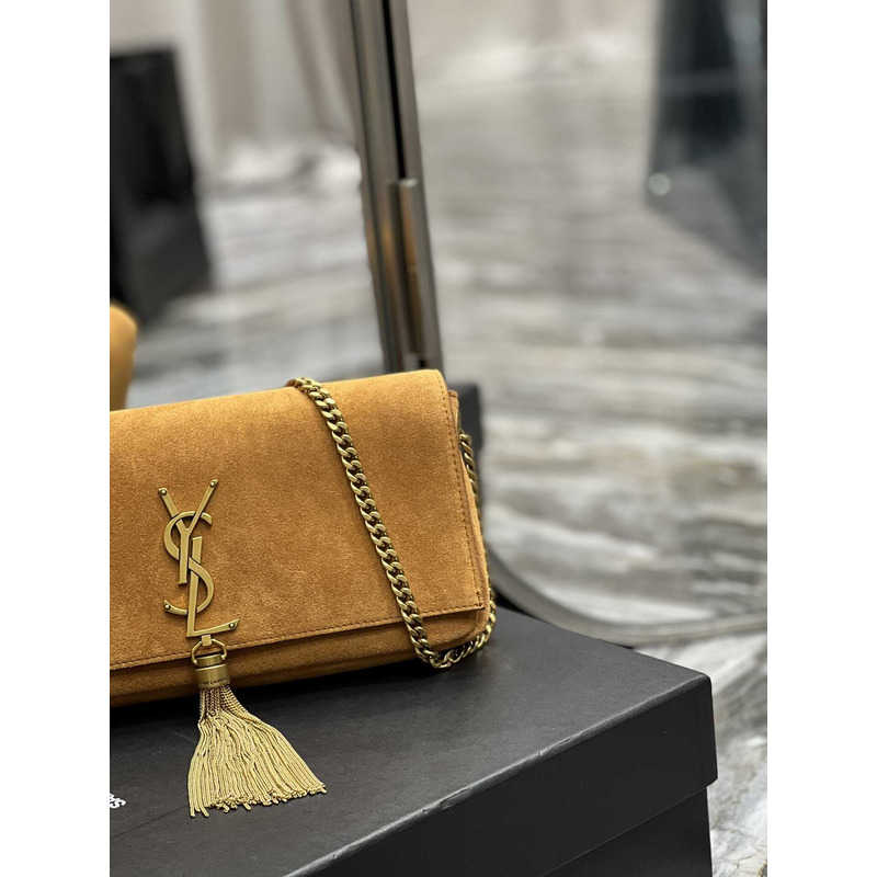 Saint Laurent Kate Medium Bag IN Suede With Tassels Brown