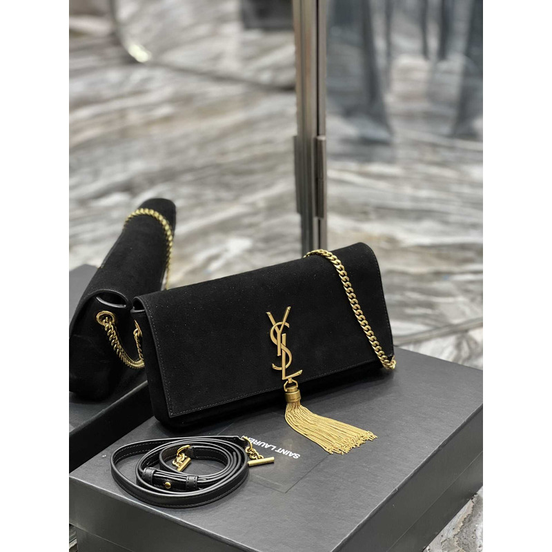 Saint Laurent Kate Medium Bag IN Suede With Tassels Black