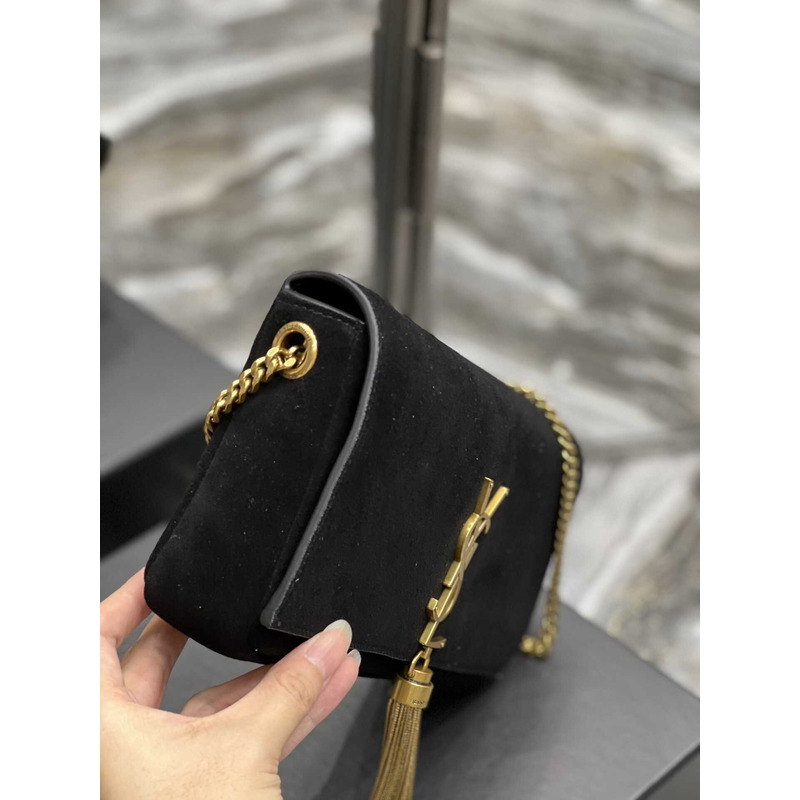 Saint Laurent Kate Medium Bag IN Suede With Tassels Black