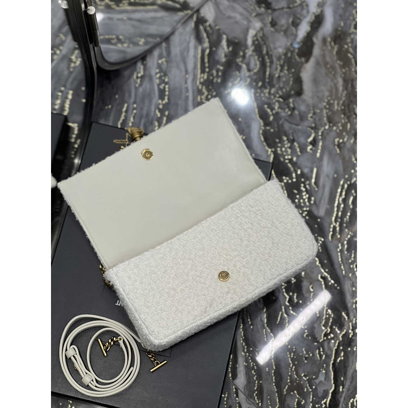 Saint Laurent Kate 99 Medium Tassel Bag White