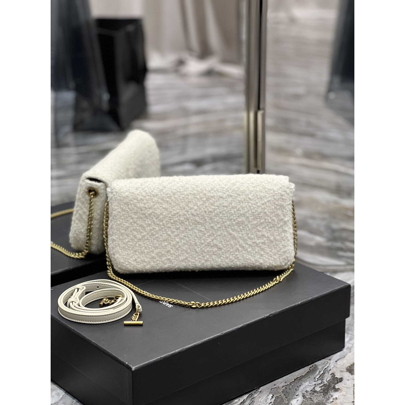 Saint Laurent Kate 99 Medium Tassel Bag White