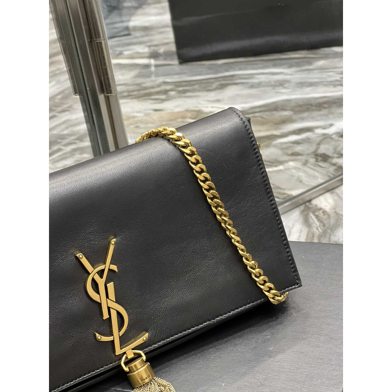 Saint Laurent Kate 99 Lambskin Shoulder Bag Black