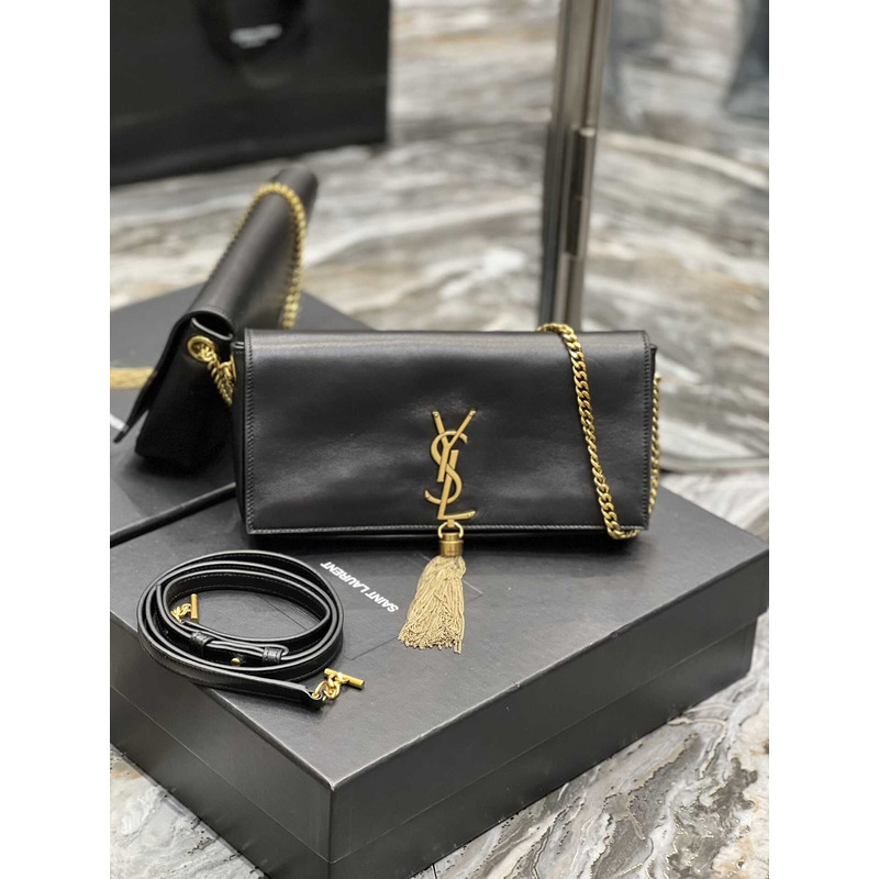 Saint Laurent Kate 99 Lambskin Shoulder Bag Black