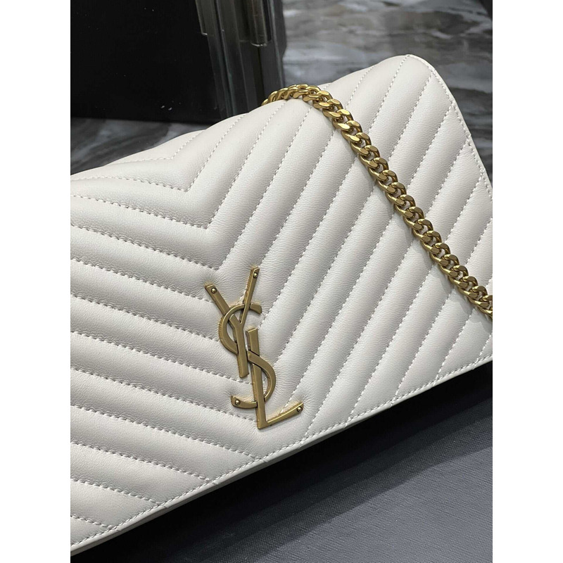 Saint Laurent Supple Kate 99 Quilted Calfskin Leather Shoulder Bag Cream