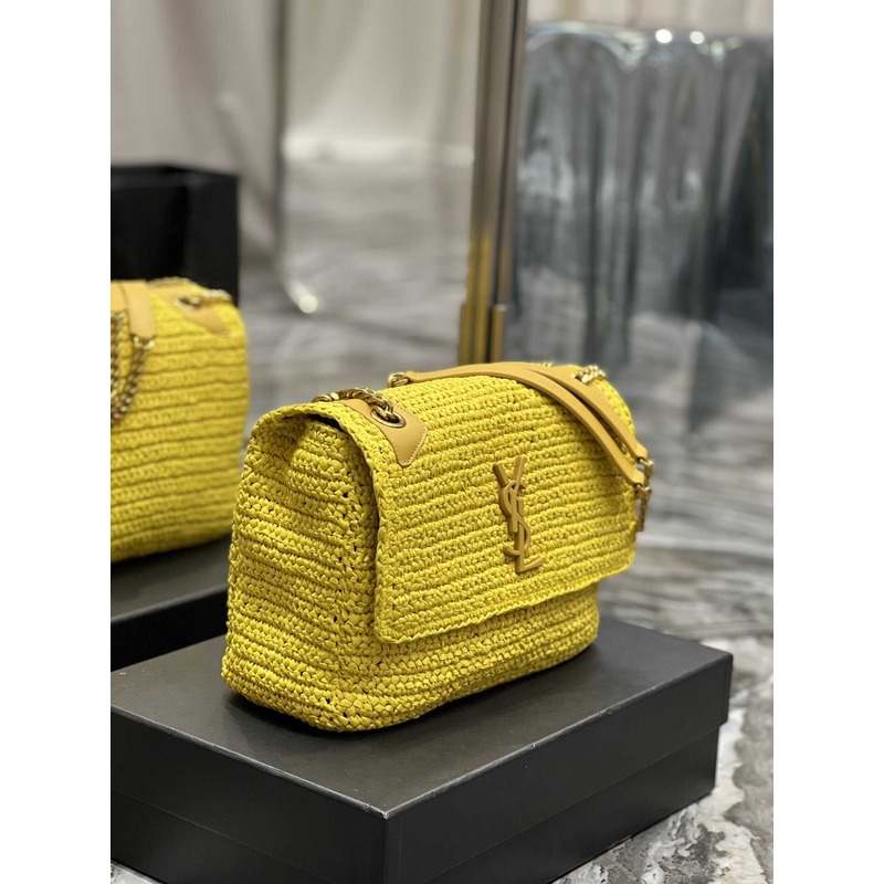 Saint Laurent Niki Medium Crocheted Shoulder Bag Yellow